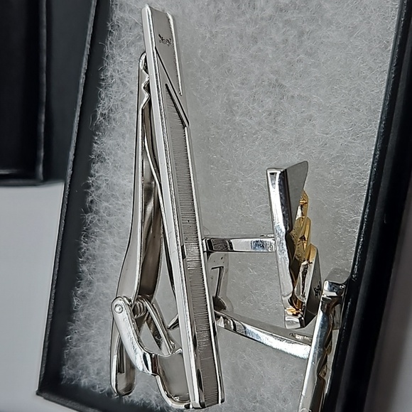 Yves Saint Laurent Gold and Silver Tie Bar and Cuff Link Set - Picture 4 of 5